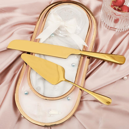 Personalized Custom Stainless Steel Cake Knife & Spatula Set for Weddings & Parties