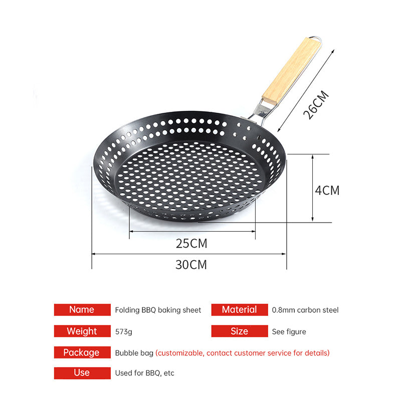 Circular Non-Stick Folding BBQ Basket / Barbecue Plate for Vegetables and Pancakes