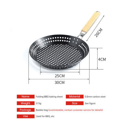 Circular Non-Stick Folding BBQ Basket / Barbecue Plate for Vegetables and Pancakes