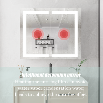 36 x 30 Inch LED Medicine Cabinet with Dimmable Anti-Fog Vanity Mirror