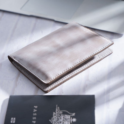 Handmade Genuine Leather Passport Holder & Travel Wallet - Slim Cowhide ID Card Case