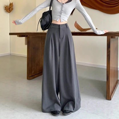 Elegant High Waisted Straight Leg Pants - Professional Office Wear