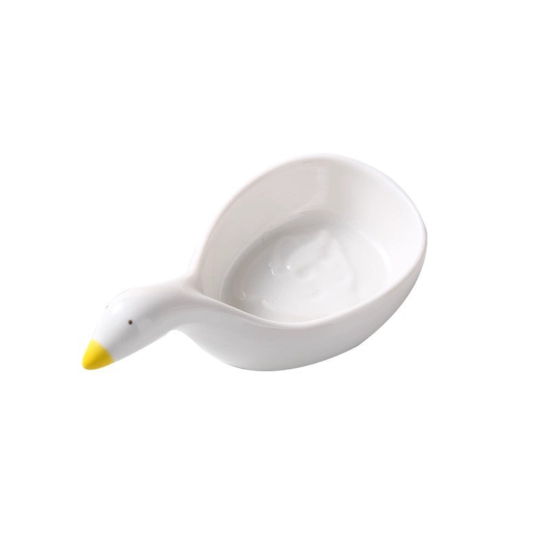 Cute Goose Ceramic Mini Dipping Plate - Small Sauce & Snack Dish for Home & BBQ