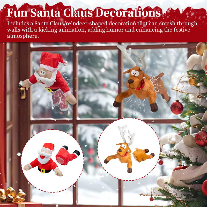 Festive Animated Santa Stuck in Window Decor - Fun Holiday Party Accessory