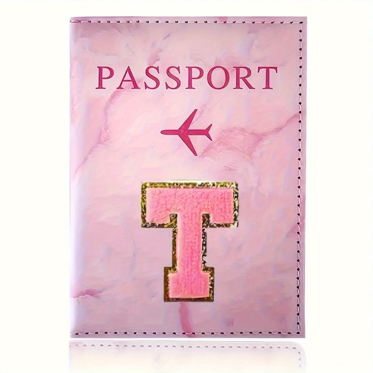 Monogrammed Pink Marble Effect Passport Clip