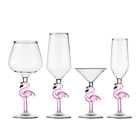 Creative Flamingo Stem Crystal Wine Glass | Luxury Pink Flamingo Cocktail & Champagne Goblet