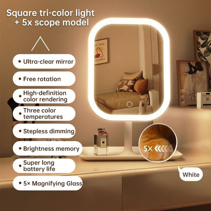 LED Lighted Makeup Vanity Mirror with 5x Magnification & 270° Rotation