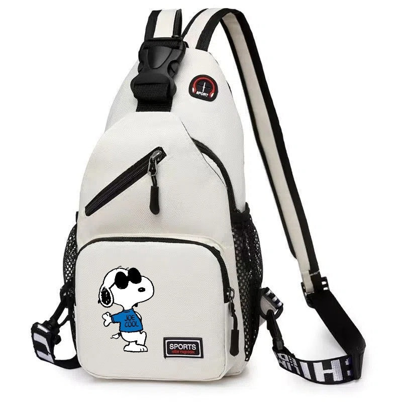 Snoopy Cartoon Print Crossbody Sling Bag - Large Capacity Chest Pack & Shoulder Backpack