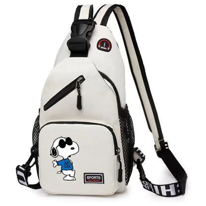 Snoopy Cartoon Print Crossbody Sling Bag - Large Capacity Chest Pack & Shoulder Backpack
