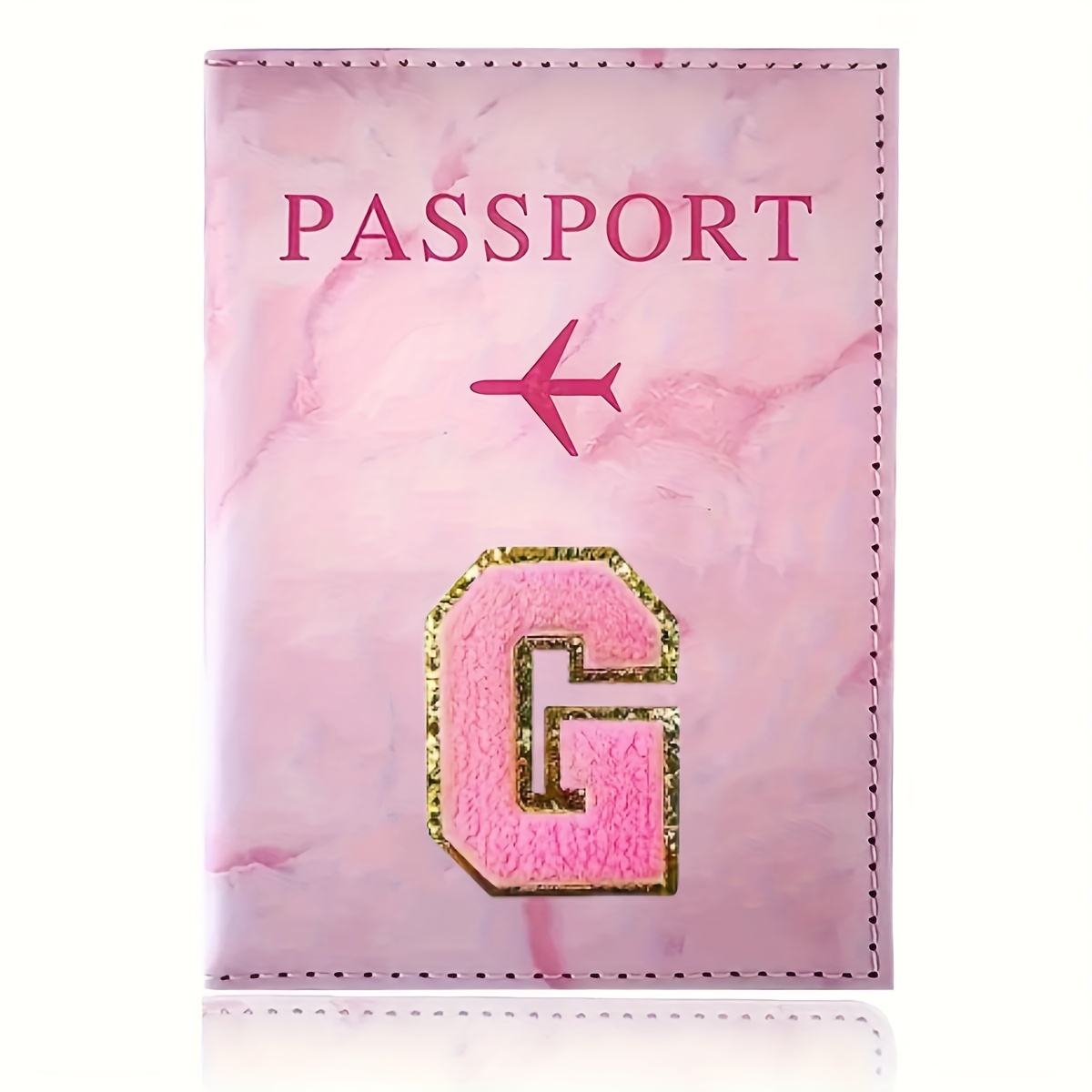 Monogrammed Pink Marble Effect Passport Clip