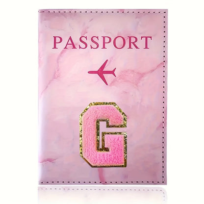 Monogrammed Pink Marble Effect Passport Clip