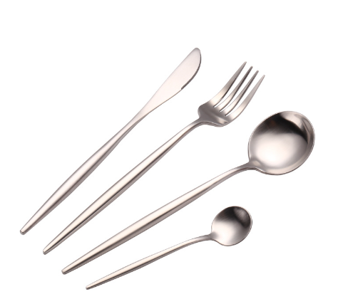 Premium 304 Stainless Steel Cutlery Set - Luxury 4-Piece Knife, Fork & Spoon Set