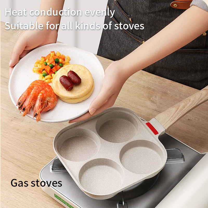 Non-Stick Four-Hole Household Breakfast Pan for Fried Eggs and Burgers