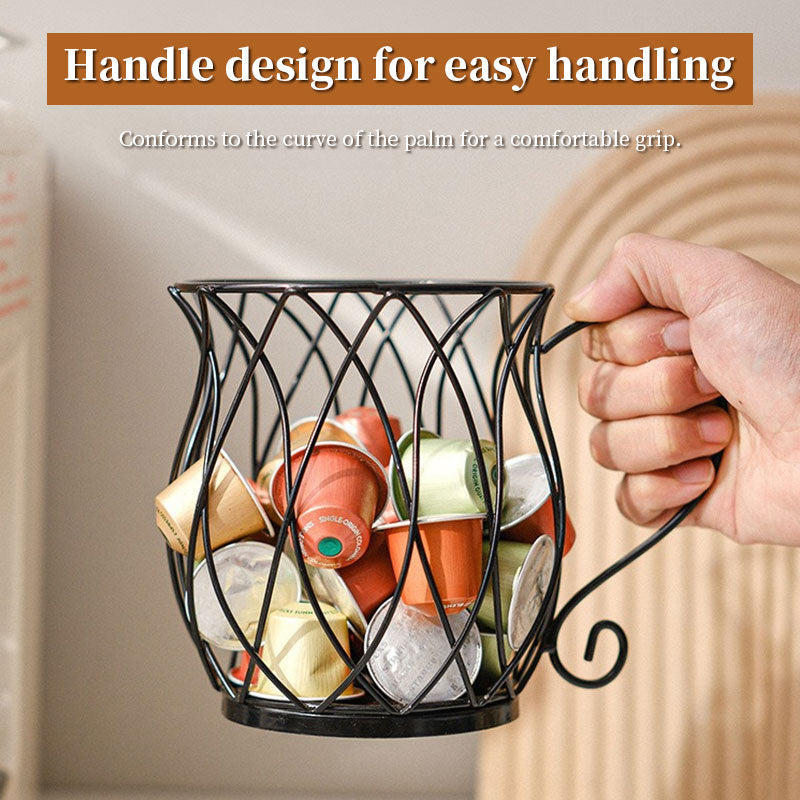 Elegant Mug-Shaped Coffee Pod Holder - Large Capacity Metal Capsule Organizer