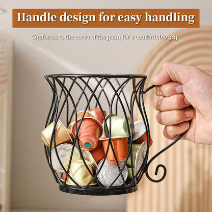 Elegant Mug-Shaped Coffee Pod Holder - Large Capacity Metal Capsule Organizer