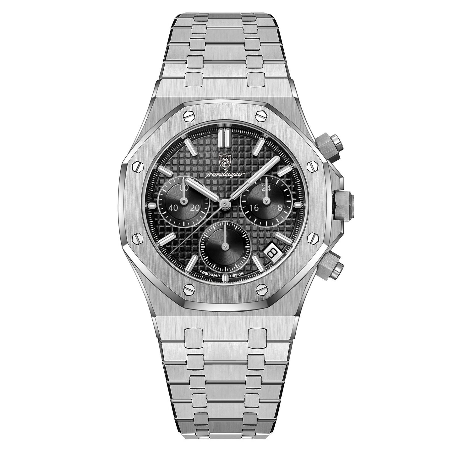Luxury Men's Chronograph Quartz Watch - Stainless Steel Sports Wristwatch