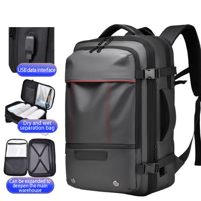 Men's Large Capacity Business Travel Backpack with Expansion and Vacuum Compression