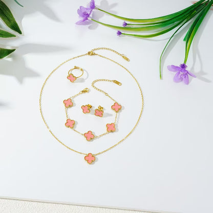 Luxury Four-Leaf Clover Chain Bracelet - Minimalist Lucky Flower Jewelry