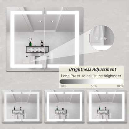 36 x 30 Inch LED Medicine Cabinet with Dimmable Anti-Fog Vanity Mirror