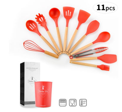 Non-Stick Kitchen Tools Set including Spatula, Spoon, and Tongs