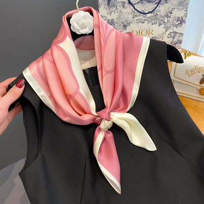 Premium Mulberry Silk Square Scarf - Elegant Floral Printed Shawl & Luxury Neck Wrap