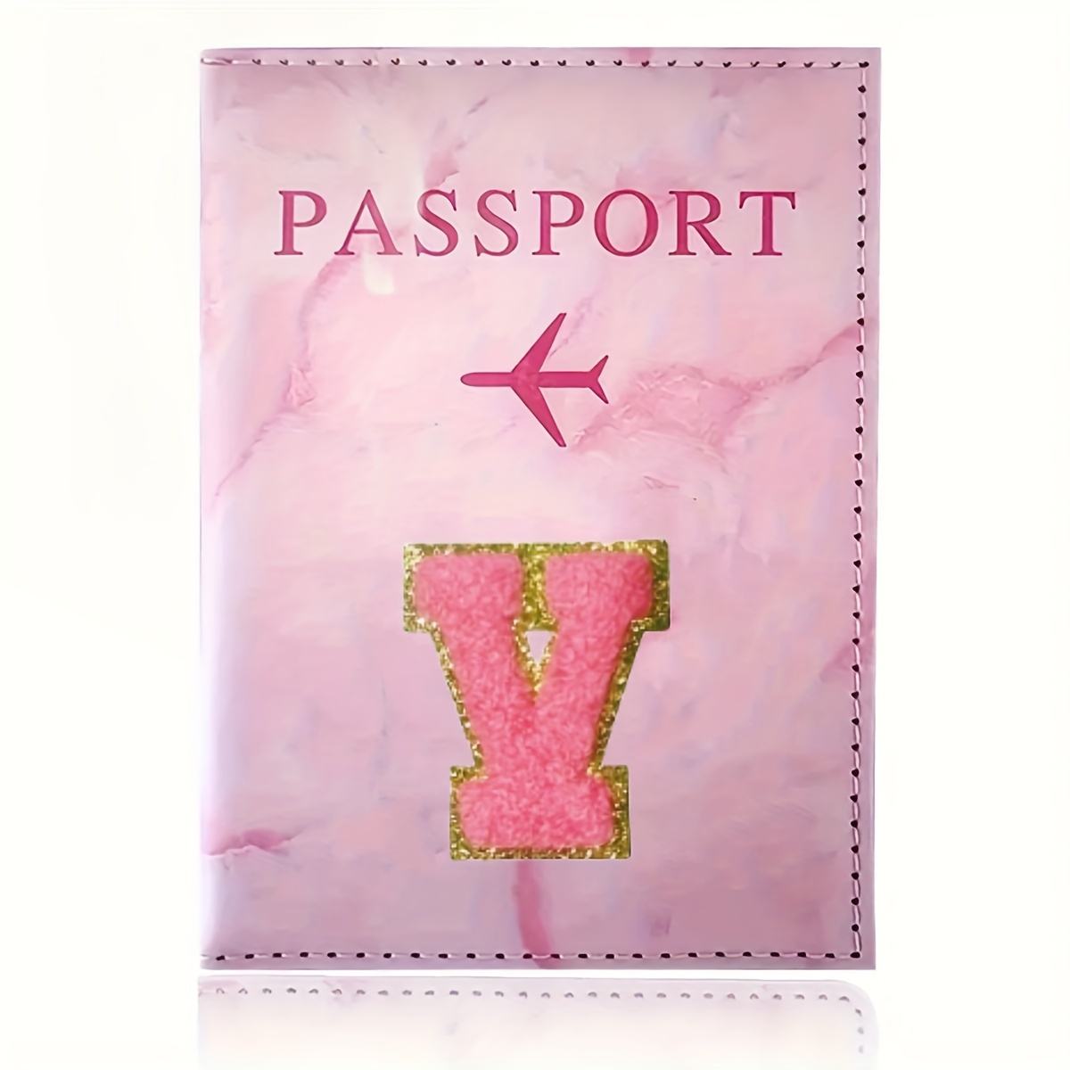 Monogrammed Pink Marble Effect Passport Clip