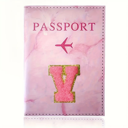 Monogrammed Pink Marble Effect Passport Clip