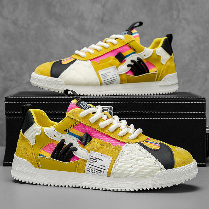 Men's Multi-Dopamine Color Block Sneakers - Mesh Breathable Fashion Casual Sports Shoes