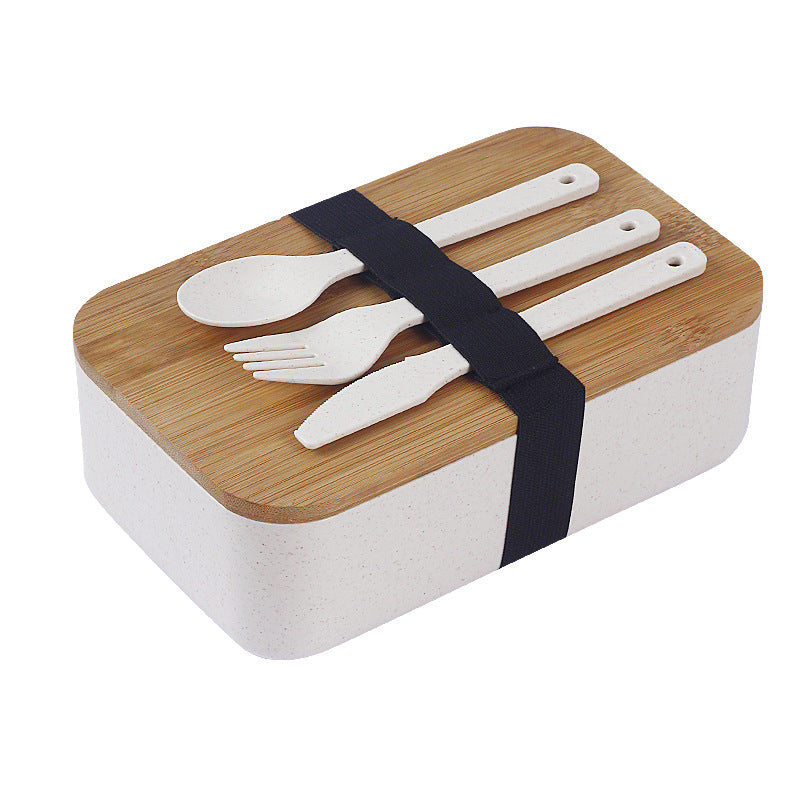 Japanese Style Double-Layer Bento Lunch Box with Natural Bamboo Lid & Portable Cutlery Set (Leak-Proof & Eco-Friendly)