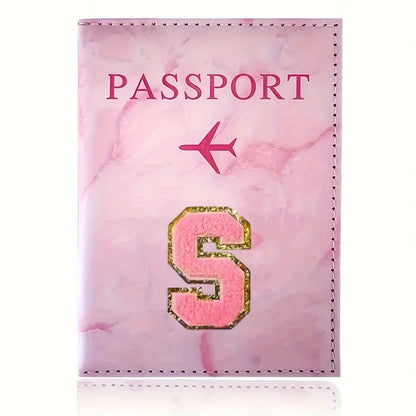 Monogrammed Pink Marble Effect Passport Clip