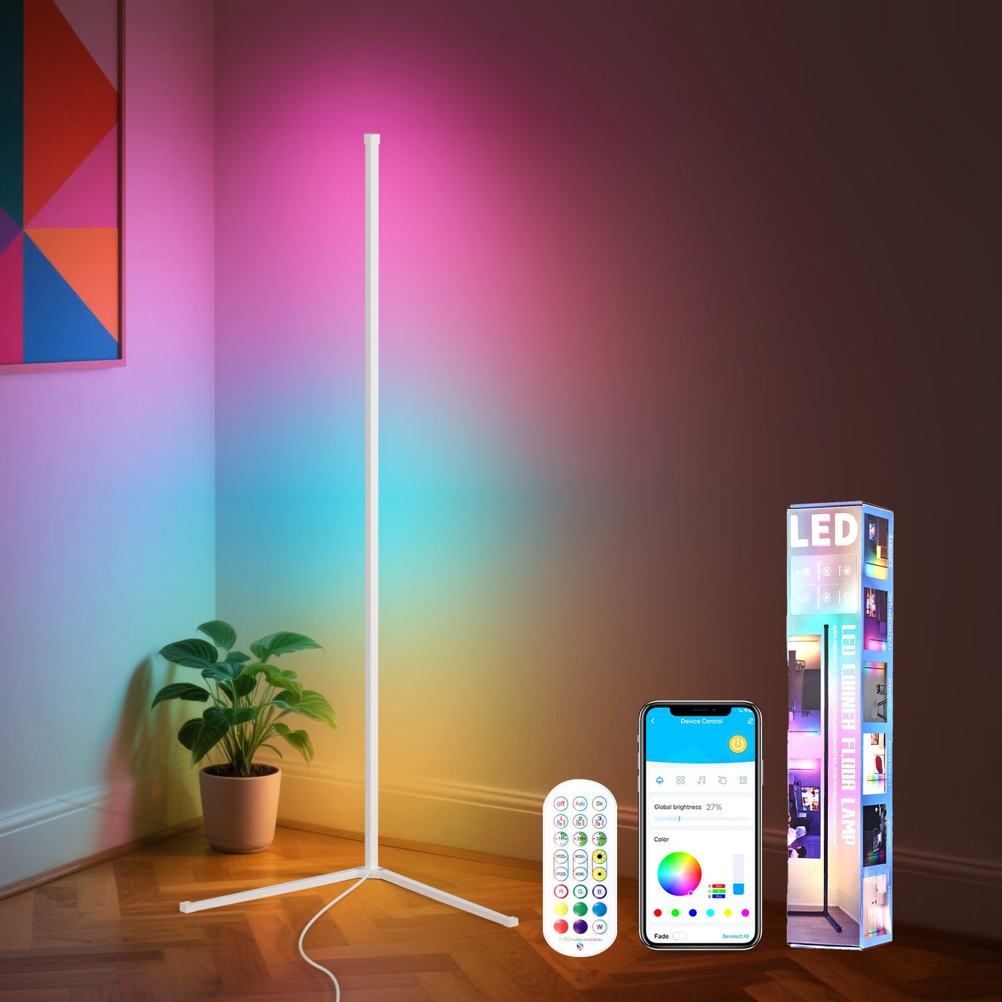 Modern Minimalist RGB Floor Lamp | Music Sync & Voice Control Mood Light