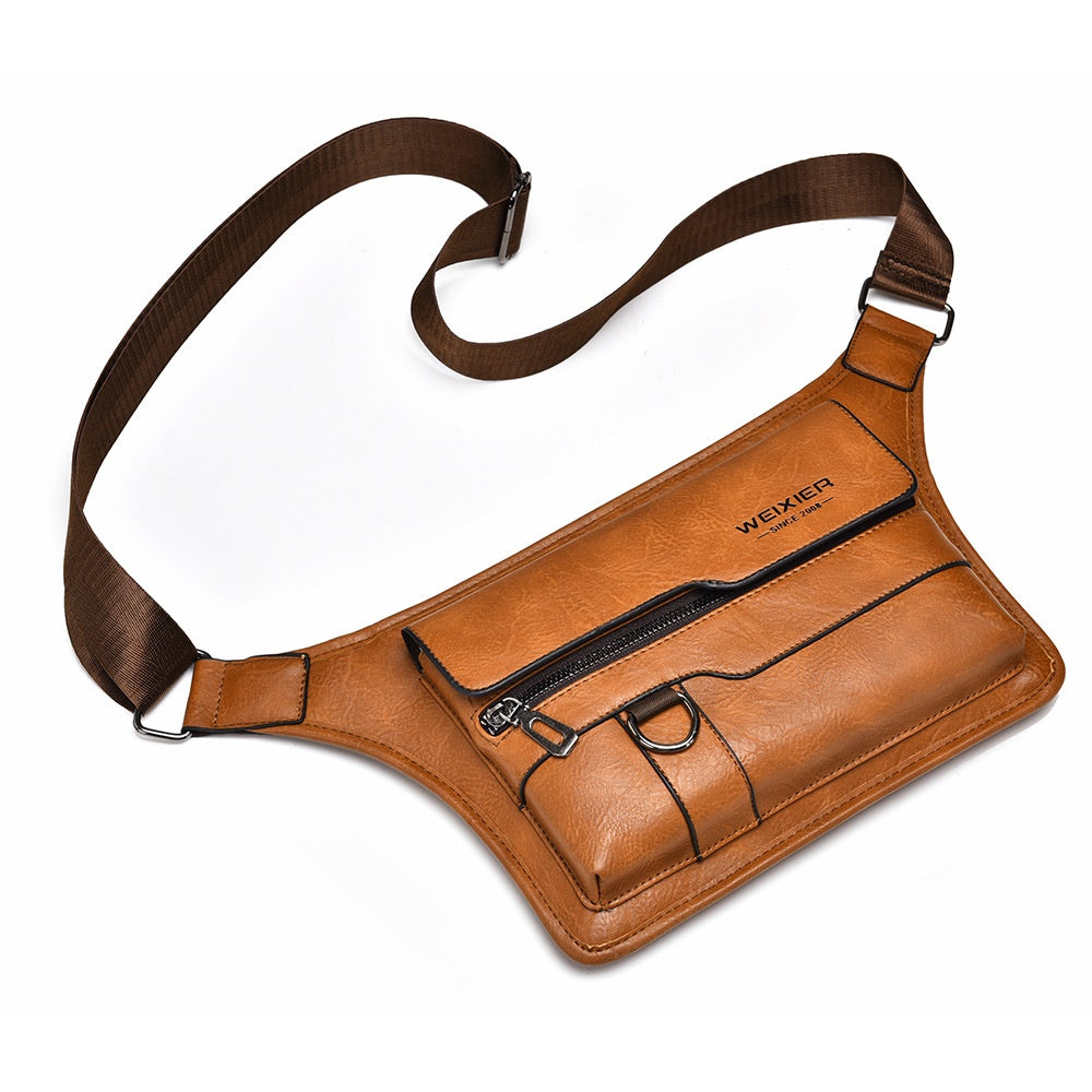 Men's Large Capacity Waterproof Faux Leather Crossbody Shoulder Messenger Bag