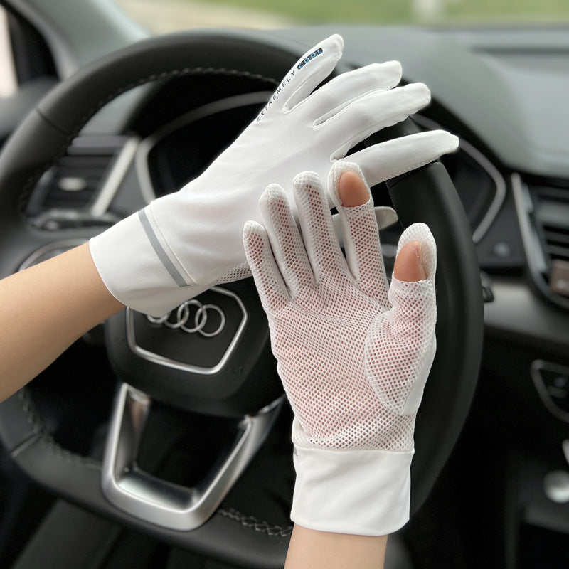 UV Protection Ice Silk Driving Gloves | Breathable Touch Screen Sun Protection Short Gloves