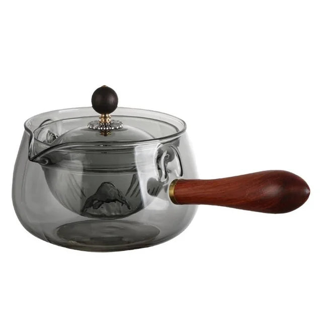 Heat Resistant Glass Tea Maker with Elegant Wooden Handle