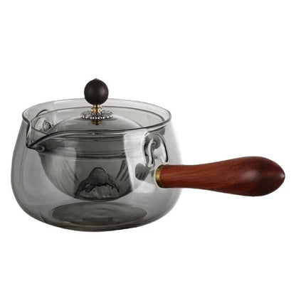 Heat Resistant Glass Tea Maker with Elegant Wooden Handle