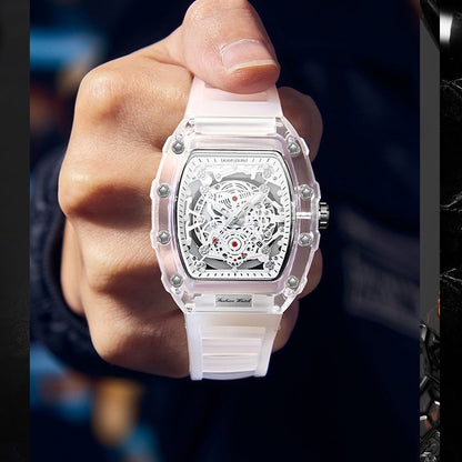 Luxury Fashion Transparent Men's Watch - Luxury Tonneau Quartz Sports Watch