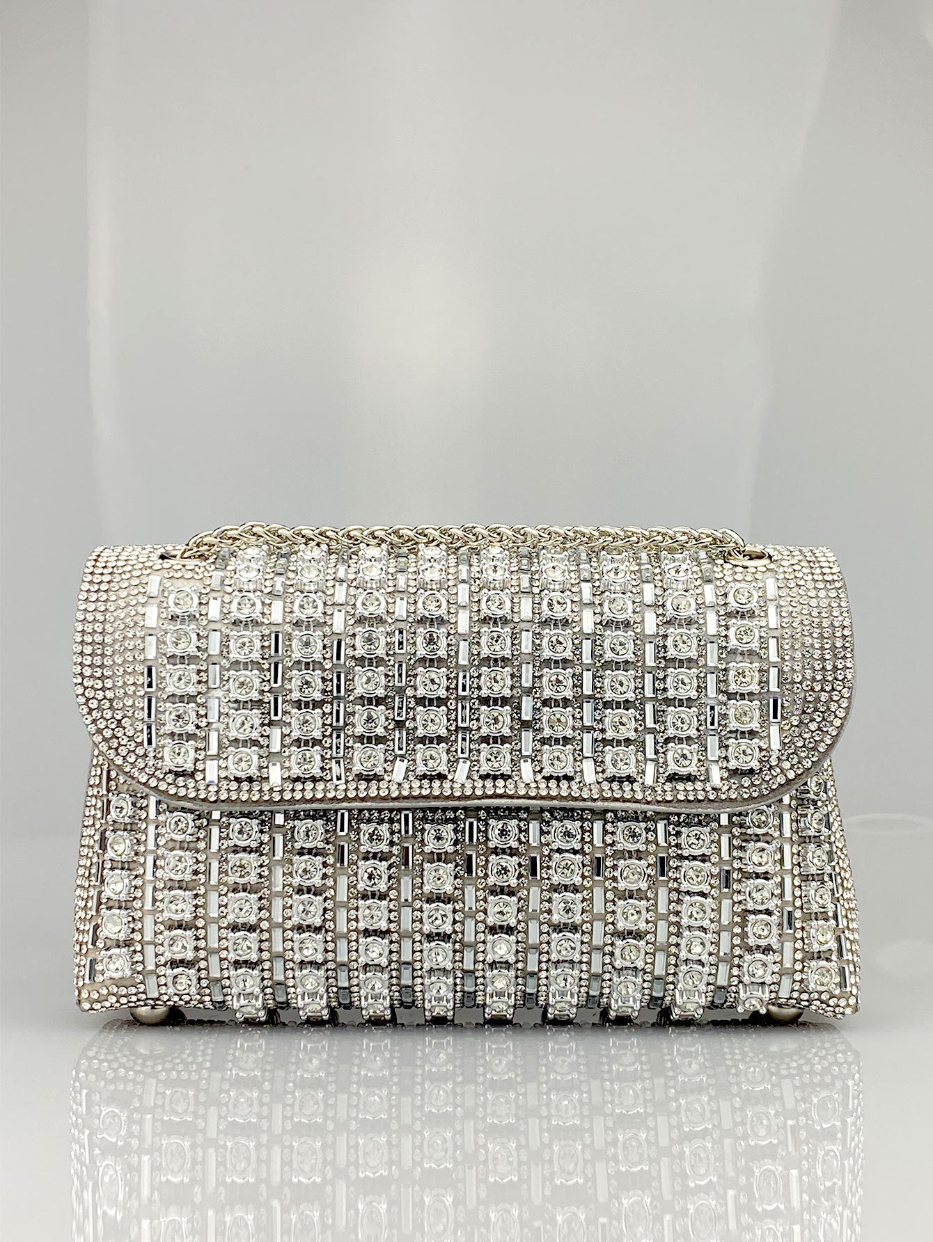 Elegant Black and Gold Chain-Adorned Evening Clutch Bag with Long Strap