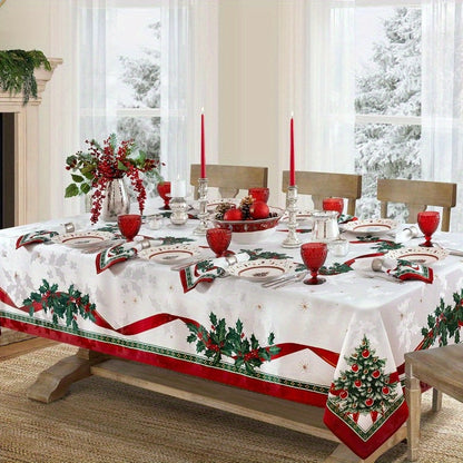 Festive Christmas Table Runner - Pine Holly Needle Holiday Dining Decor