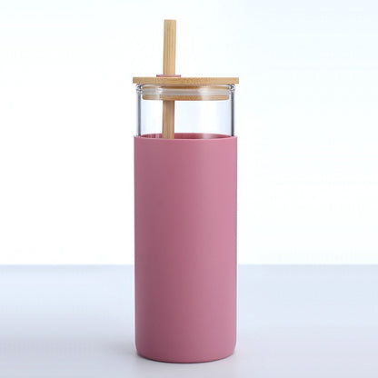 High Borosilicate Glass Tumbler with Bamboo Lid and Silicone Sleeve