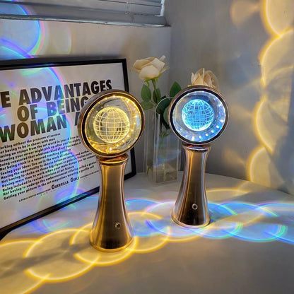 Rotating 3D Crystal Globe Projector Light - RGB Atmosphere Lamp for Bedroom & Desktop