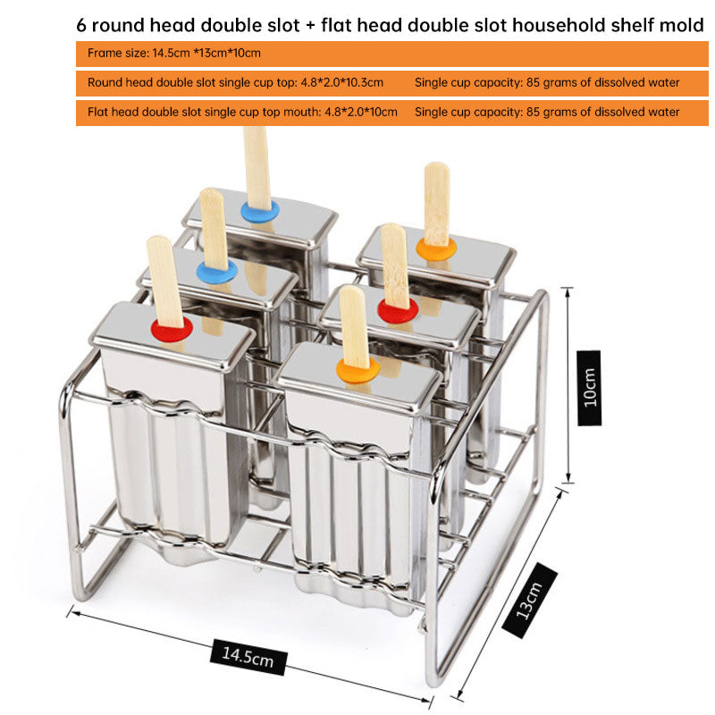 Household 304 Stainless Steel Ice Cream Popsicle Mold Set with Rack