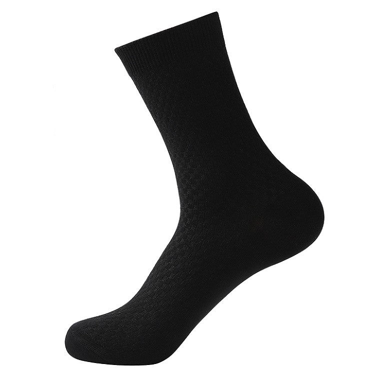 Elegant Square Grid Pattern Dress Socks - Ultra-Soft Bamboo Cotton Men's Socks