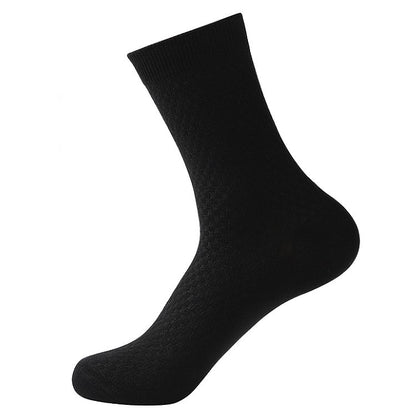Elegant Square Grid Pattern Dress Socks - Ultra-Soft Bamboo Cotton Men's Socks