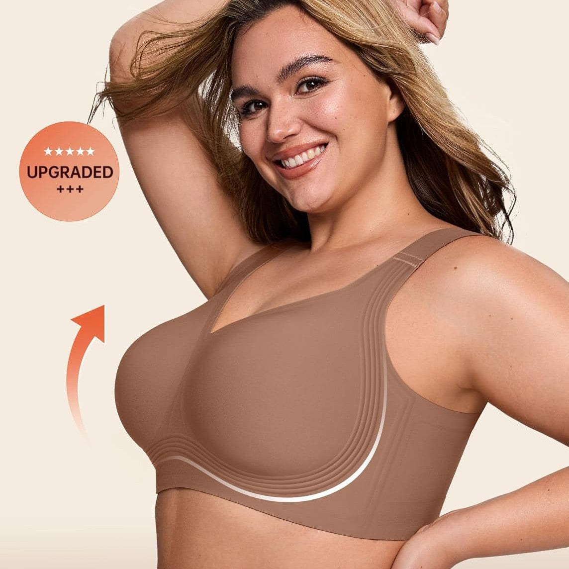 Non-Wire Full Coverage Comfort Bra - Seamless Push-Up Top for Large Bust