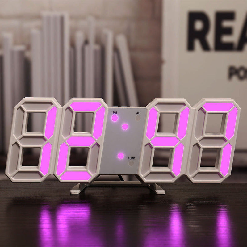 3D LED Digital Alarm Clock - Modern Wall & Desk Clock with Colorful Display