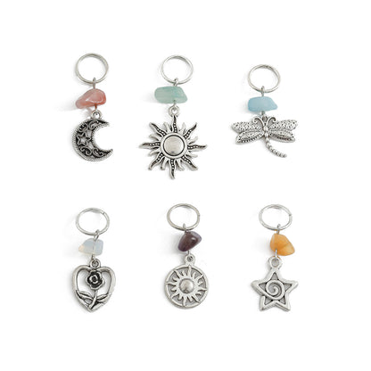 Alloy Hair Clip Chains with Sun, Moon & Pearl Charms - Versatile Hip-Hop Style