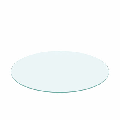 36" Round Tempered Glass Coffee Table with Wood Base