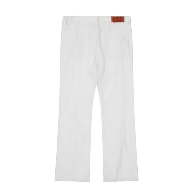 Trendy Multi-Zipper Flared Denim Pants - Cool Streetwear Loose Fit Black Trousers