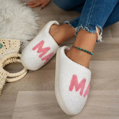 Women's Casual Fluffy "MAMA" Home Slippers