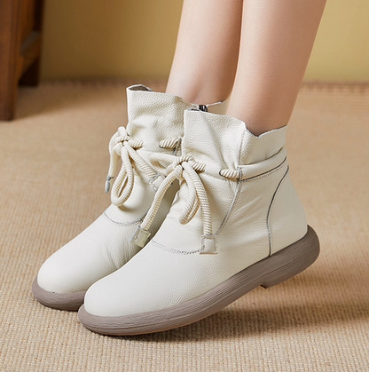 Casual Winter Ankle Boots with Soft Sole | Ladies' Warm Wool Cotton Flat Low-Top Shoes